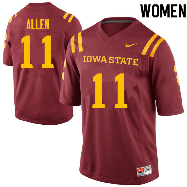 Iowa State Cyclones Women's #11 Chase Allen Nike NCAA Authentic Cardinal College Stitched Football Jersey RL42T44FO